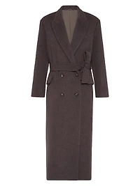 Hand Crafted Coat Virgin Wool and Cashmere Double Cloth with Monili
