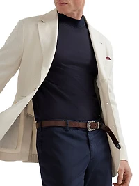 Cotton Jersey Mock Neck Long Sleeve T-Shirt