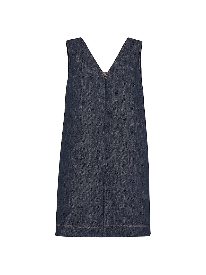 Cotton Denim Effect Twill Mini Dress