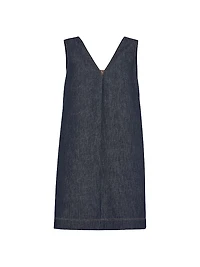 Cotton Denim Effect Twill Mini Dress