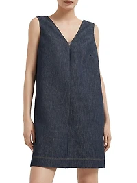 Cotton Denim Effect Twill Mini Dress