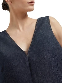 Cotton Denim Effect Twill Mini Dress