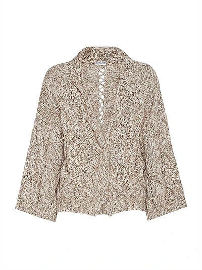Dazzling Chiné Cable Knit Cardigan Soft Wool, Cashmere and Mohair