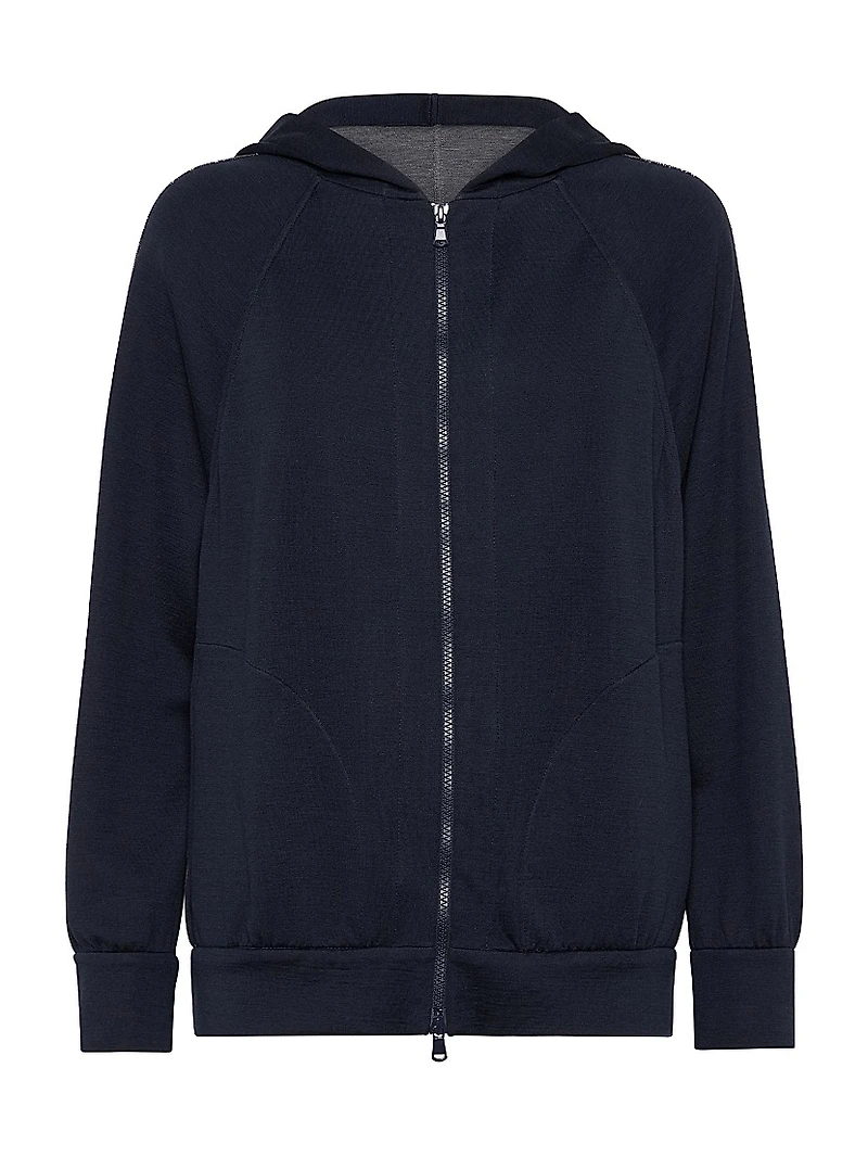 Cotton and Silk Interlock Hooded Sweatshirt