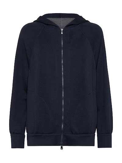 Cotton and Silk Interlock Hooded Sweatshirt