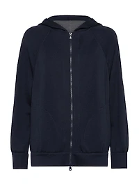 Cotton and Silk Interlock Hooded Sweatshirt