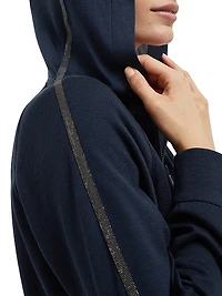 Cotton and Silk Interlock Hooded Sweatshirt