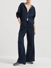 Cotton and Silk Interlock Hooded Sweatshirt