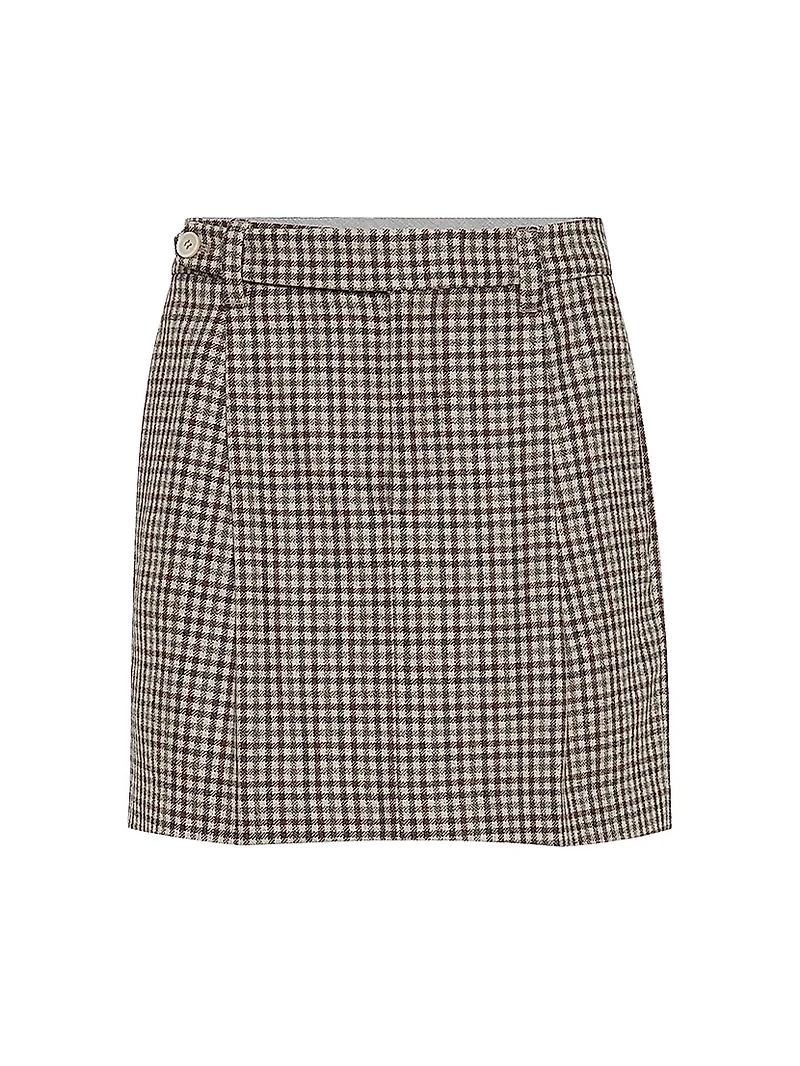 Virgin Wool Checked Flannel Mini Skirt