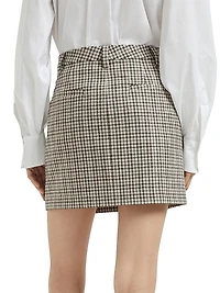 Virgin Wool Checked Flannel Mini Skirt