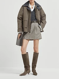 Virgin Wool Checked Flannel Mini Skirt
