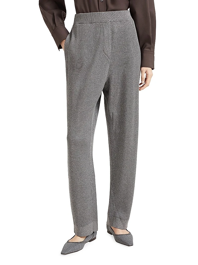 Sparkling Cotton Vanisé English Rib Knit Trousers