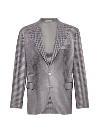 Wool, Cashmere and Silk Houndstooth Deconstructed Blazer
