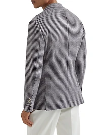 Wool, Cashmere and Silk Houndstooth Deconstructed Blazer