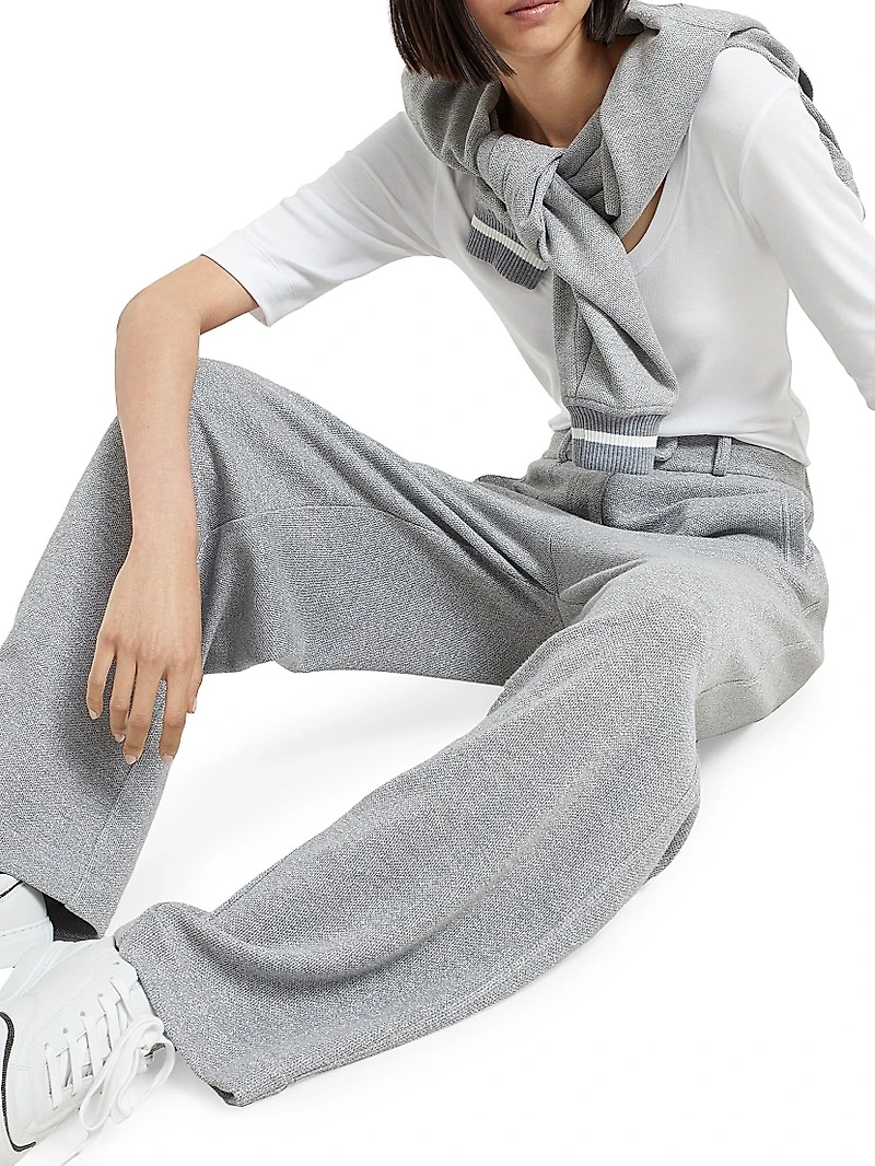 Cotton and Viscose Sparkling Piqué Trousers