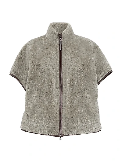 Curly Shearling Short Sleeve Outerwear Jacket