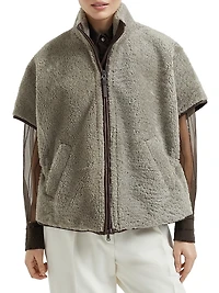 Curly Shearling Short Sleeve Outerwear Jacket