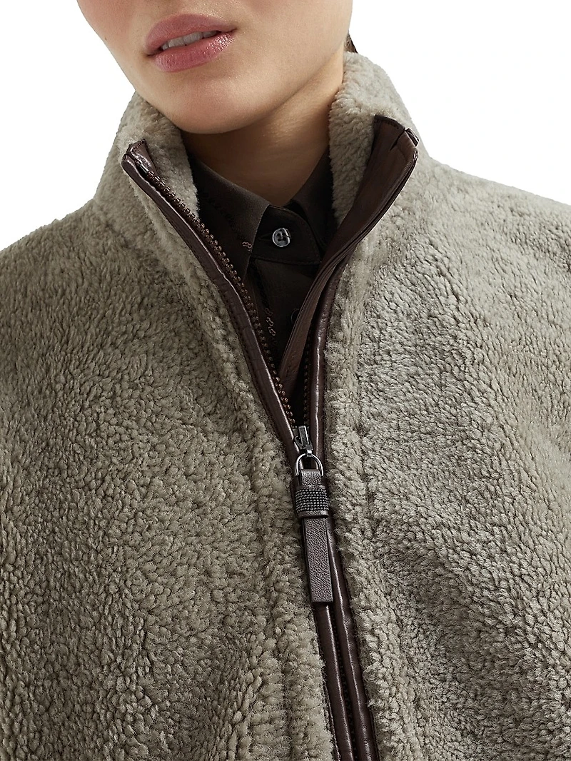 Curly Shearling Short Sleeve Outerwear Jacket