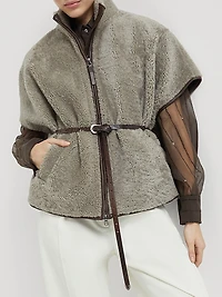 Curly Shearling Short Sleeve Outerwear Jacket