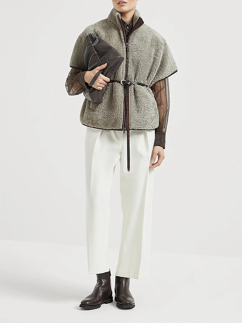 Curly Shearling Short Sleeve Outerwear Jacket