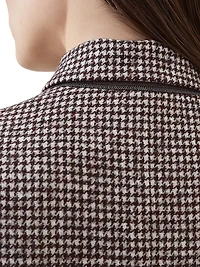 Wool and Alpaca Houndstooth Blazer with Leather Belt Monili