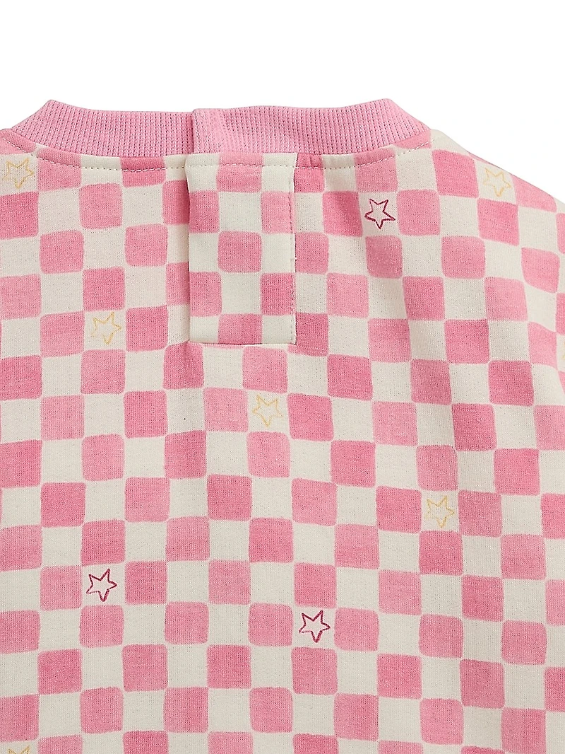 Baby Girl's 2-Piece Checkerboard Fleece Sweatsuit