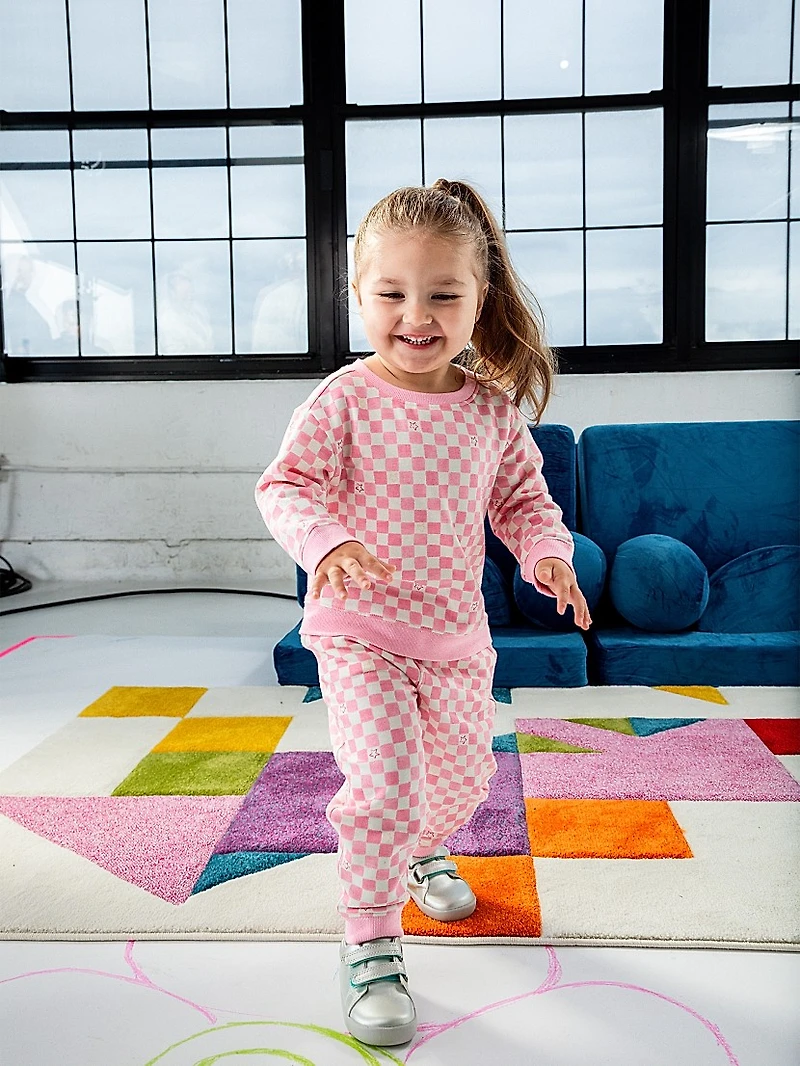 Baby Girl's 2-Piece Checkerboard Fleece Sweatsuit
