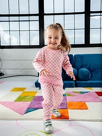 Baby Girl's 2-Piece Checkerboard Fleece Sweatsuit