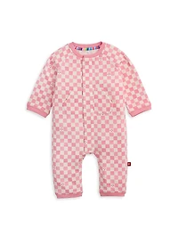 Baby Girl's Checkerboard Brushed Fleece Coveralls