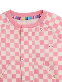 Baby Girl's Checkerboard Brushed Fleece Coveralls