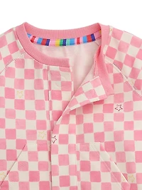 Baby Girl's Checkerboard Brushed Fleece Coveralls