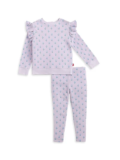Baby's & Little Girl's 2-Piece Floral Waffle Set