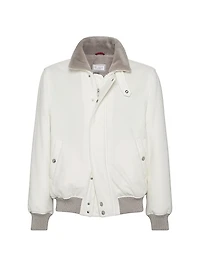 Lightweight Water Resistant Cashmere Aviator Jacket with Shearling Lining