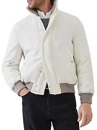 Lightweight Water Resistant Cashmere Aviator Jacket with Shearling Lining