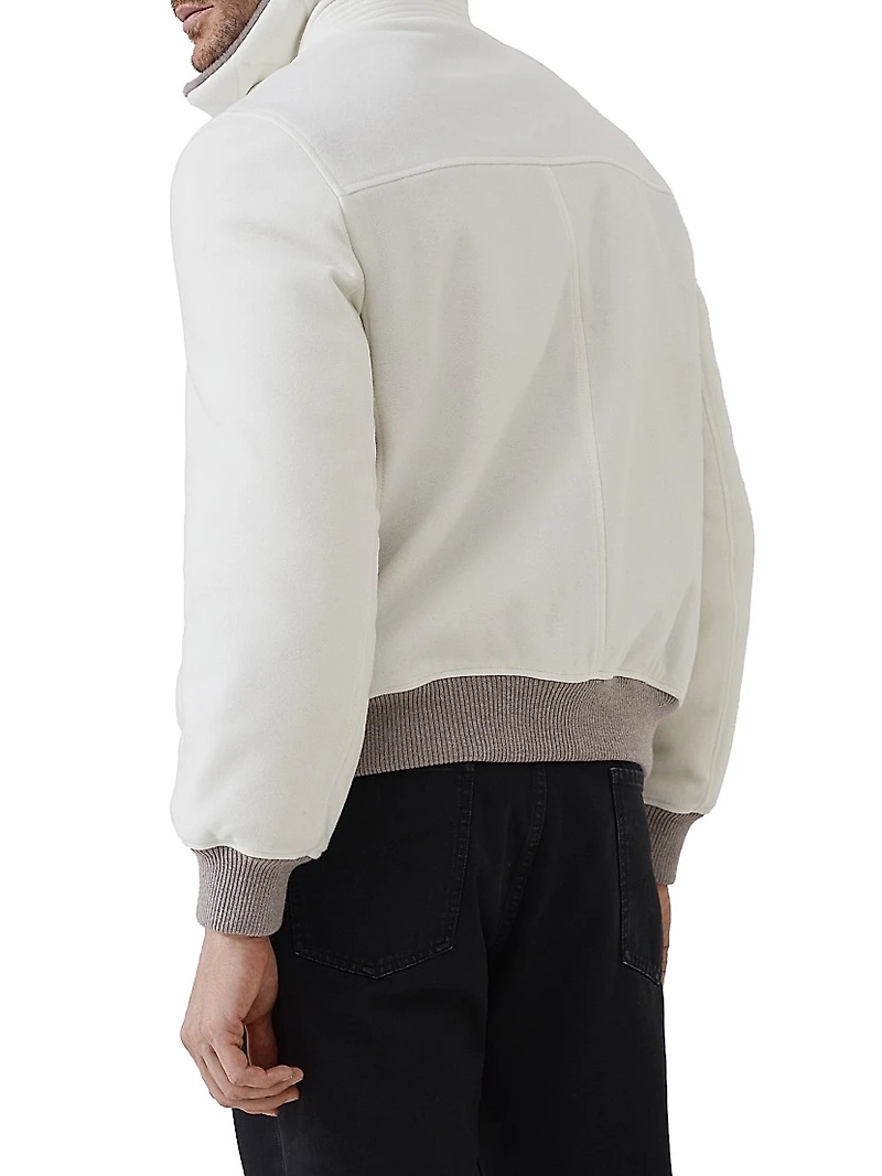 Lightweight Water Resistant Cashmere Aviator Jacket with Shearling Lining