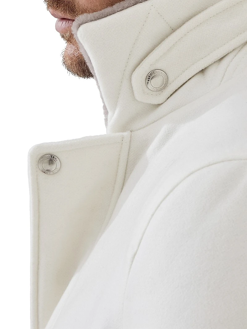 Lightweight Water Resistant Cashmere Aviator Jacket with Shearling Lining
