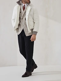 Lightweight Water Resistant Cashmere Aviator Jacket with Shearling Lining