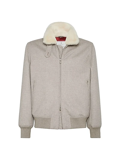 Bonded Cashmere Bomber Jacket with Detachable Shearling Insert