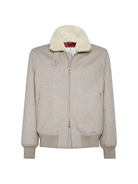 Bonded Cashmere Bomber Jacket with Detachable Shearling Insert