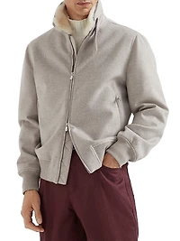 Bonded Cashmere Bomber Jacket with Detachable Shearling Insert