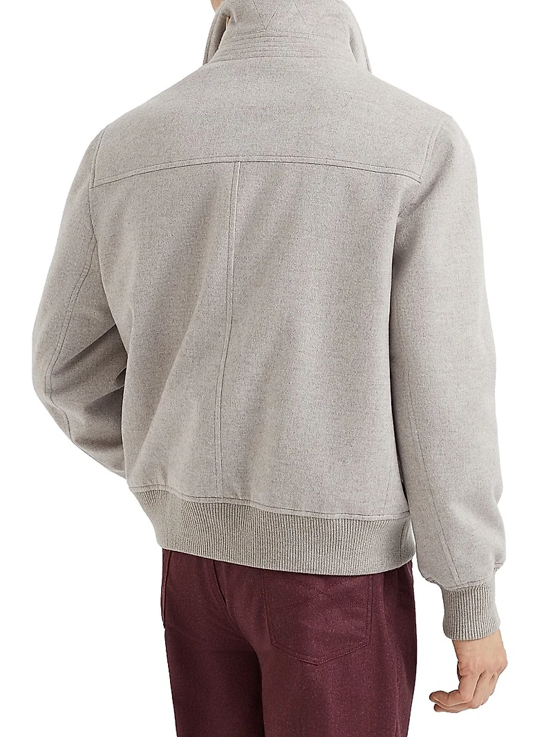 Bonded Cashmere Bomber Jacket with Detachable Shearling Insert