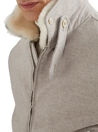Bonded Cashmere Bomber Jacket with Detachable Shearling Insert