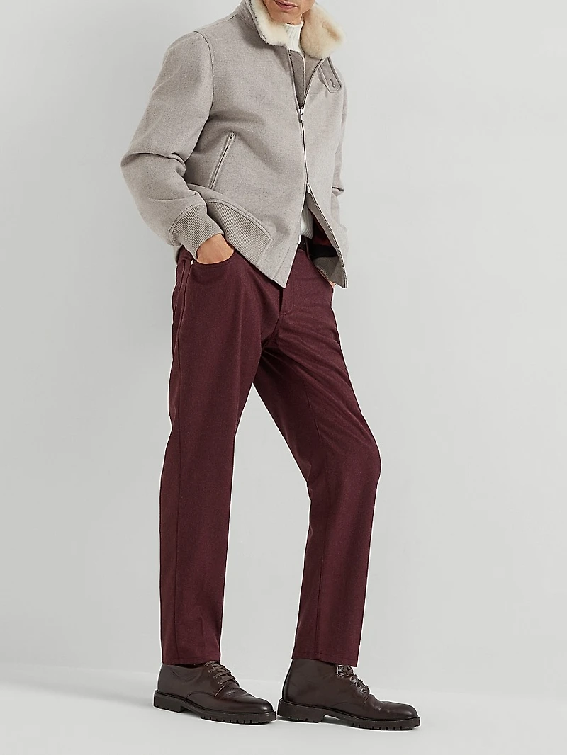 Bonded Cashmere Bomber Jacket with Detachable Shearling Insert