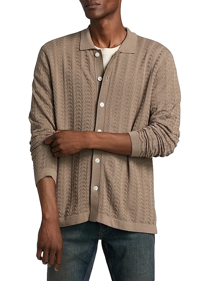 Larimer Cotton-Blend Button-Front Cardigan