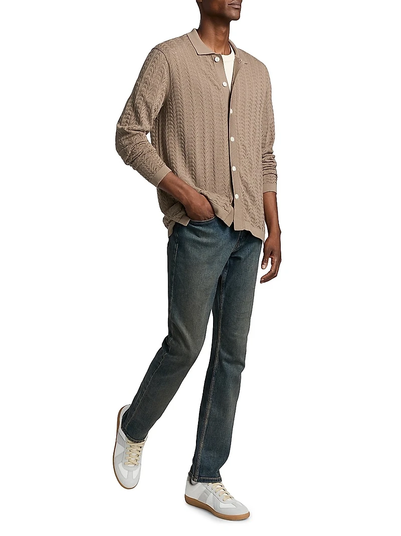 Larimer Cotton-Blend Button-Front Cardigan