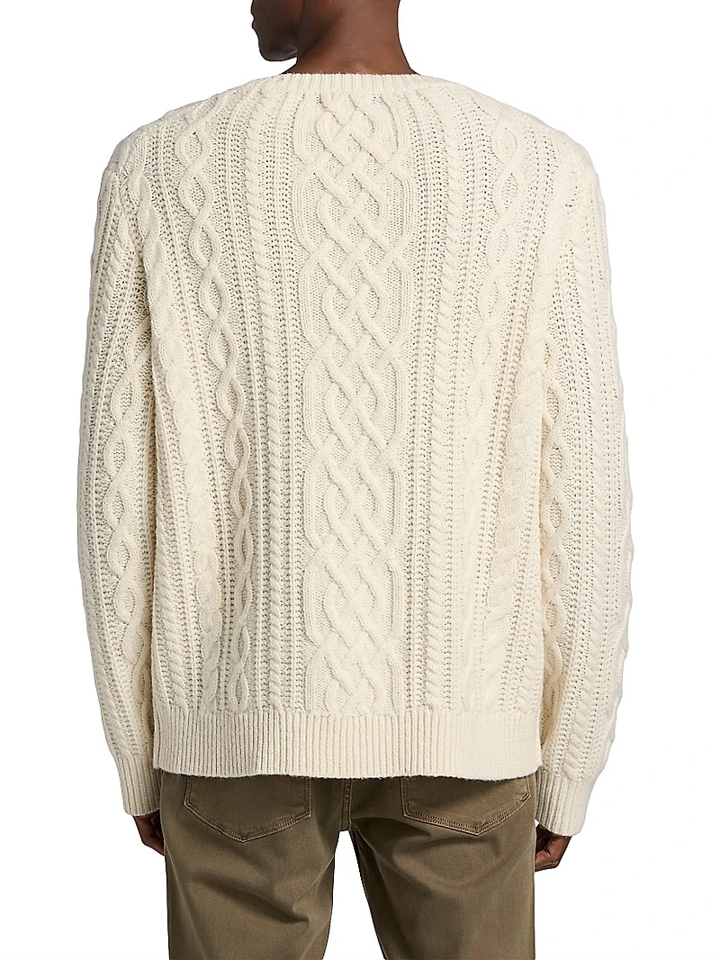 Jimenez Wool Cable-Knit V-Neck Sweater