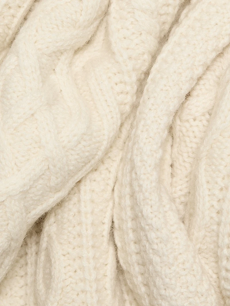 Jimenez Wool Cable-Knit V-Neck Sweater
