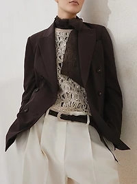 Tropical Luxury Wool Blazer with Monili
