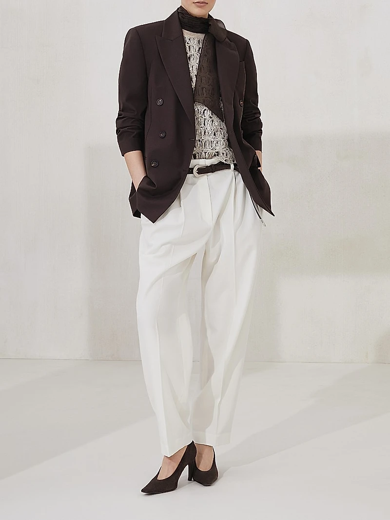 Tropical Luxury Wool Blazer with Monili