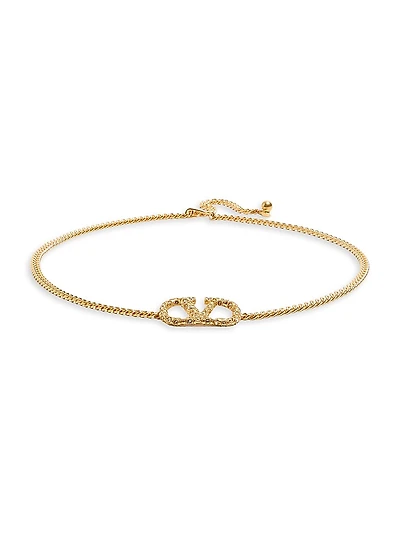 Vlogo Signature Chain Belt with Crystals